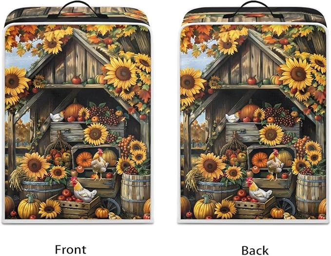 Coffee Maker Cover For Kitchen With Top Handle Waterproof Dust Appliance Cover Suitable For Most Coffee Machine Models Sunflower Chicken Coop Pattern