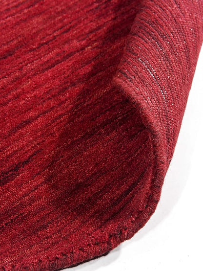 Hand Knotted Loom Wool ECO-Friendly Area Rugs - 10'x10', Round, Dark Red Color, Solid Plain Design, High Pile Handmade Anti Skid Area Rugs for Living Room, Bed Room (L00111)