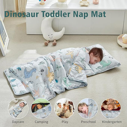 Toddler Nap Mat with Removable Pillow,Ultra Soft Slumber Bags for Girls,Kids Sleeping Bags with Roll Up Design, Perfect for Preschool,Daycare,Kindergarten