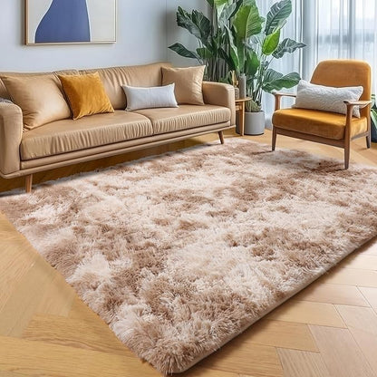 ONASAR Area Rugs for Bedroom Living Room, Washable Fluffy Tie-Dye Beige 4x6 Indoor Bedside Floor Throw Rug, Soft Plush Shaggy Carpet for Nursery Kids Girls Boys Teen Dorm Home Office Decor Aesthetic