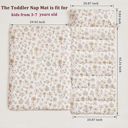 Toddler Nap Mat with Removable Pillow,Ultra Soft Slumber Bags for Girls,Kids Sleeping Bags with Roll Up Design, Perfect for Preschool,Daycare,Kindergarten