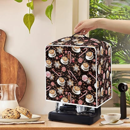 Coffee Maker Cover Christmas Coffee Machine Dust Cover Washable Folding Xmas Kitchen Decoration
