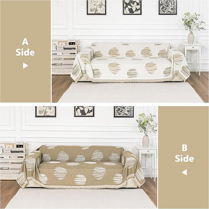 MEETSKY Couch Cover for Dogs Couch Covers for 3 Cushion Couch Sofa Simple Modern Sofa Covers for Loveseat L Shaped Chenille Couch Cushion Covers for Dogs Kids Easy Install, 91" X134", Khaki