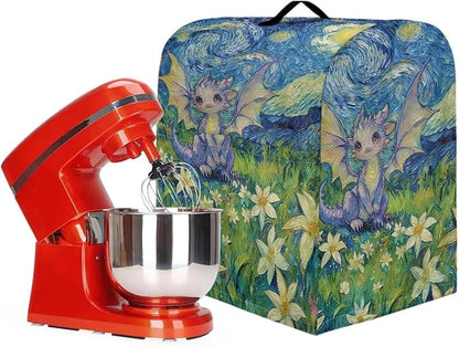 Cartoon Dragon Starry Night Stand Mixer Cover Dust Protector Cover Compatible with 5-8 Quart Kitchen Aid Mixer Kitchen Decor Appliance Covers with 2 Pockets