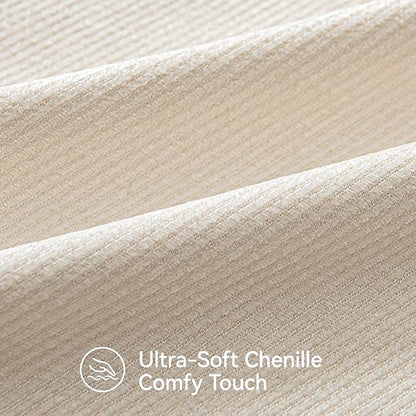 a moment Pack of 2 Decorative Chenille Throw Pillow Covers with Twill Cushion Covers for Sofa Living Room Couch Bed 18x18 Inch Raw White