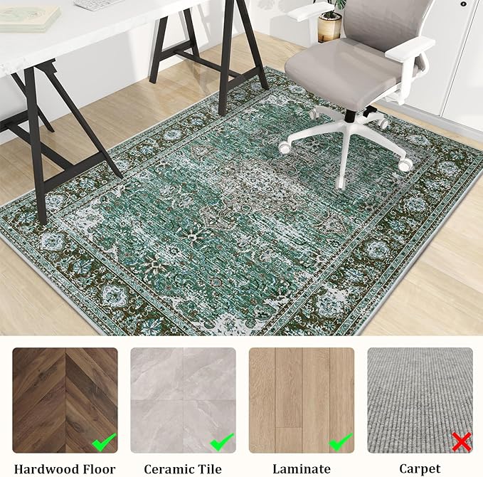 Office Chair Mat for Hardwood Floor, 72"x48" Easy Glide Computer Desk Mat Protector for Rolling Chair Under Desk Rug Nonslip Backing, Machine Wash, (Modern)