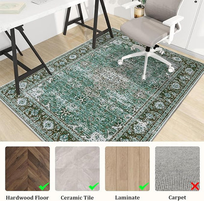 Office Chair Mat for Hardwood Floor, 60"x45" Easy Glide Computer Desk Mat Protector for Rolling Chair Under Desk Rug Nonslip Backing, Machine Wash, (Modern)