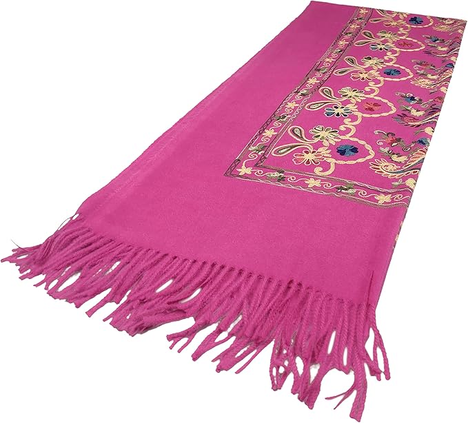 Urban CoCo Women's Embroidered Tassel Long Shawl Oversize Scarf Wraps for Women