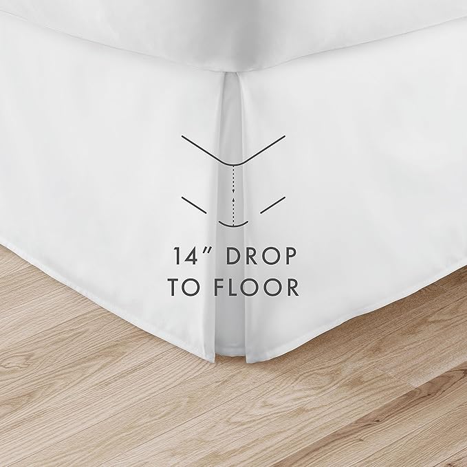 Linen Market Bed Skirt - Ultra Soft Microfiber - Easy Fit with 14 Inch Tailored Drop - Hotel Quality, Shrinkage & Fade Resistant - Bed Cover - Queen Bed Set - Bedroom Décor - (Queen, White)