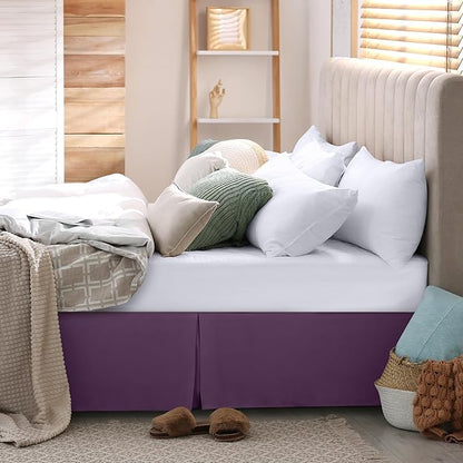 Utopia Bedding Queen Bed Skirt - Soft Quadruple Pleated Ruffle - Easy Fit with 16 Inch Tailored Drop - Hotel Quality, Shrinkage and Fade Resistant (Queen, Purple)