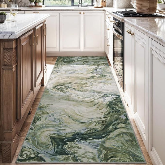2x10 Runner Rug for Hallways Kitchen Modern Abstract Washable Rug Soft Non Slip Carpet for Laundry Entryway Bedroom Bathroom