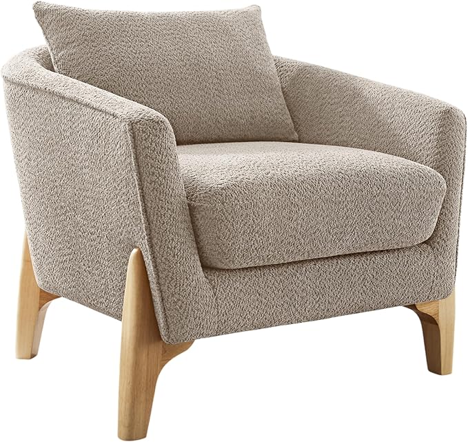 VANOMi 32" Living Room Chairs, Comfy Chair for Bedroom with Thick Cushion, Sharpe Arm Chair for Reading, Office, Apartment, Camel