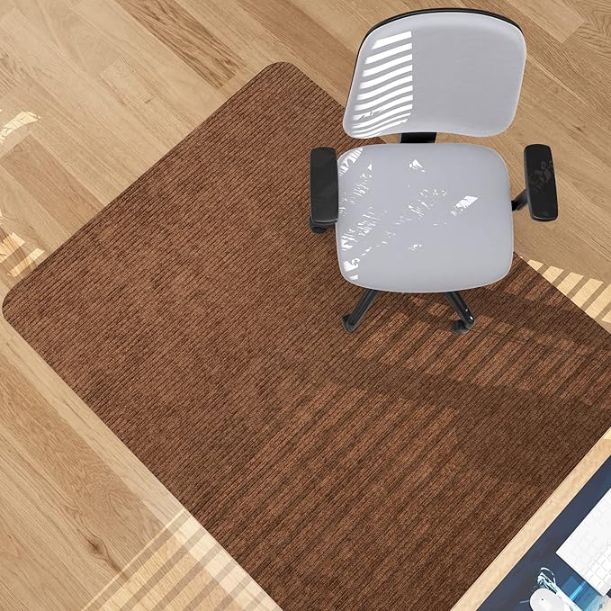 Placoot Desk Chair Mat for Hardwood Floor Corduroy Surface 1/6" Thick 55"x35" Office Chair Mat for Rolling Chairs-100% Large Anti-Slip Backing Under Desk Low-Pile