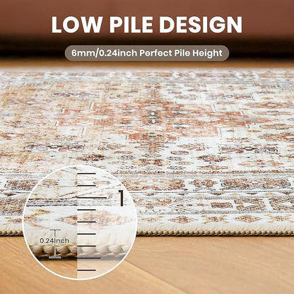 zesthome 12x15 Area Rugs, Large Washable Rug, Ultra-Thin Stain Resistant Rugs for Living Room, Bedroom, Non-Slip Backing Home Decor Area Rug (Orange,12'x15')