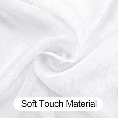 XWZO White Sheer Curtains for Bedroom, Light Filtering, Gauzy & Breathable Solid Voile Grommet Window Curtains for Living Room, Farmhouse, Nursery with Tiebacks, Set of 2 Panels, 46 x 95 Inches Long