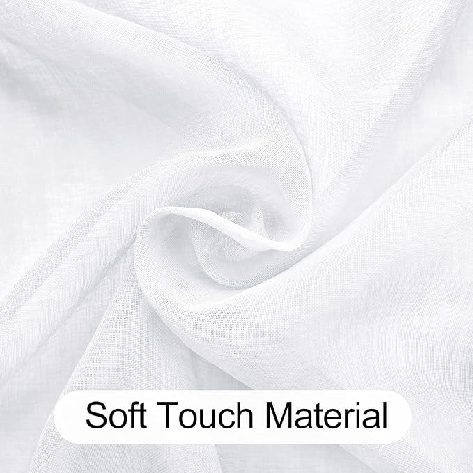 XWZO White Sheer Curtains 63 Inch Length 2 Panels for Bedroom, Light Filtering Semi Transparent Voile Grommet Small Window Curtains with Tiebacks for Living Room, 46 x 63 Inches Length