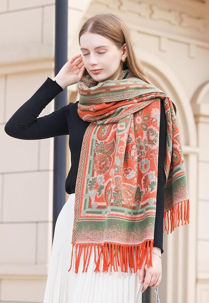 Wander Agio Warm Fashion Scarf Long Shawl Large Blanket Winter Wraps Scarves for Women Cashmere Jacquard Vintage Paisley
