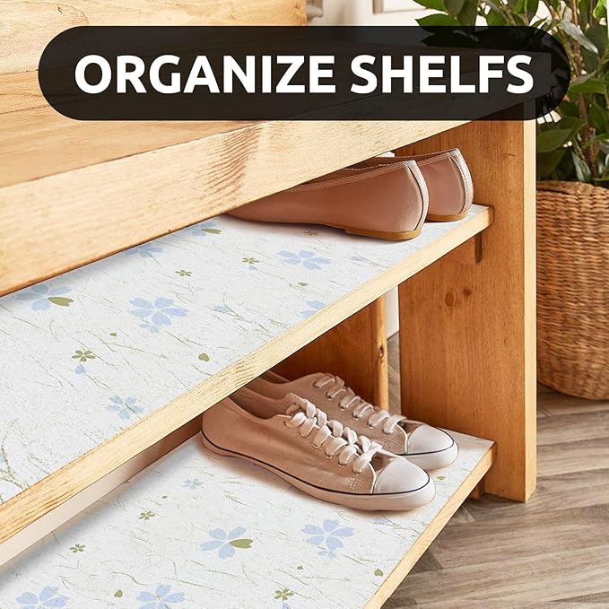 RAY STAR 12X120 Inch Shelf Liner for Kitchen Cabinets, Non-Adhesive Cabinet Liner Washable, PVC Drawer Liner for Dresser Non-Slip Bathroom (Floral)(4 Roll)