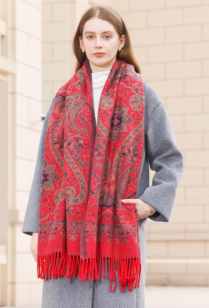 Wander Agio Warm Fashion Scarf Long Shawl Large Blanket Winter Wraps Scarves for Women Cashmere Jacquard Vintage Paisley