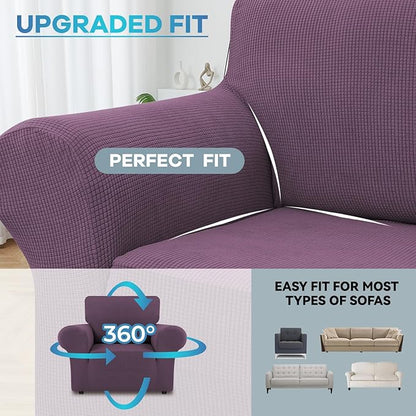 LURKA Stretch Chair Sofa Slipcovers 1 Piece Couch Covers for Sofa Furniture Protector Full Sofa Covers with Elastic Bottom for Kids and Dog (Small,Purple)