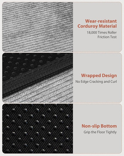 Blvornl Office Chair Mat for Hardwood Floor and Low Pile Carpet, 35" x 55" Corduroy Surface Desk Rolling Chair Mat for Hard Floors, Heavy Duty Carpeted Floor Protector Rug for Home Office, Light Grey