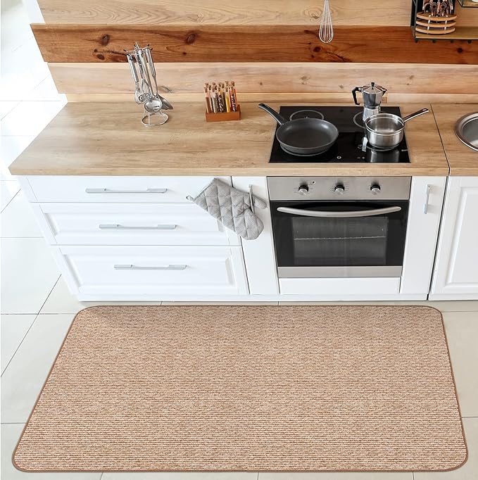 House, Home and More Skid-Resistant Carpet Indoor Area Rug Floor Mat - Praline Brown - 3 Ft X 5 Ft - Non Slip Rubber Backing, Stain Resistant, Dog Friendly, Living Room Bedroom Kitchen Entryway