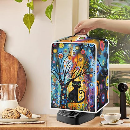 Modern Art Cat Coffee Maker Covers With Top Handle Folding Coffee Machine Dust Covers For Blender Mixer Juice Machine Keep Office Home Kitchen Clean