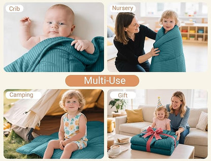 ZPECC Toddler Bedding Set - 4 Piece Hypoallergenic Baby Crib Bedding Set for Boys and Girls, Includes Toddler Comforter, Flat Sheet, Fitted Sheet and Pillowcase, Teal