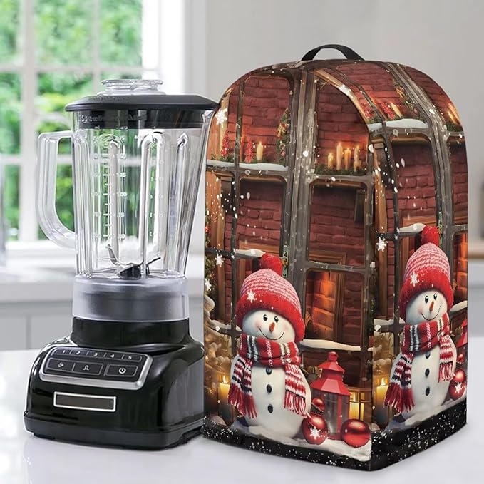 Christmas Snowman Blender Dust Covers with Drawstring, Stand Mixer or Coffee Maker Appliance Cover, Anti Fingerprint Dust Proof Stain Resistant Blender Cover for Home Kitchen