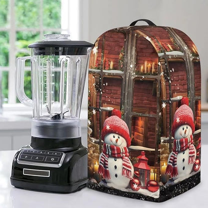 Christmas Snowman Blender Dust Covers with Drawstring, Stand Mixer or Coffee Maker Appliance Cover, Anti Fingerprint Dust Proof Stain Resistant Blender Cover for Home Kitchen