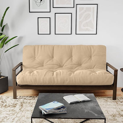 Royal Sleep Products by The Futon Factory 6 inch Memory Foam Futon Mattress - Solid Khaki Cover - Queen Size - CertiPUR Certified Foams - Made in USA - (Frame not Included)