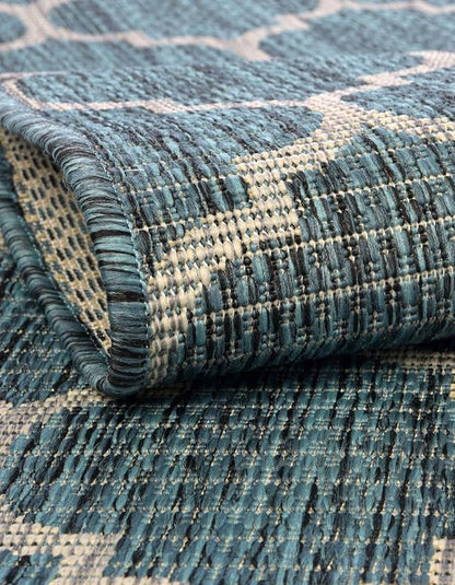 Unique Loom Outdoor Trellis Collection Area Rug (10' x 13' 1" Rectangle, Teal/ Gray)