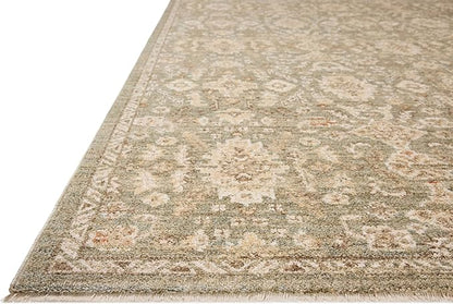 Loloi Chris Loves Julia Palma Collection PLM-03 Lagoon/Natural 3'-6" x 5'-6" Accent Rug Vintage Style Boho Living Room Bedroom Carpet