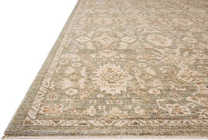 Loloi Chris Loves Julia Palma Collection PLM-03 Lagoon/Natural 5'-3" x 7'-6" Area Rug Vintage Style Boho Living Room Bedroom Carpet
