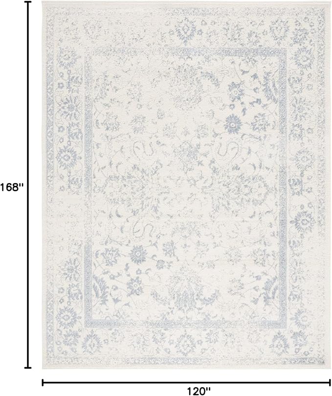 SAFAVIEH Area Rug 10x14 - Adirondack Collection - Large - Ivory & Slate, Distressed Vintage Floral Design, Non-Shedding & Easy to Clean, Ideal for Living Room, Bedroom, Dining Space (ADR109S)
