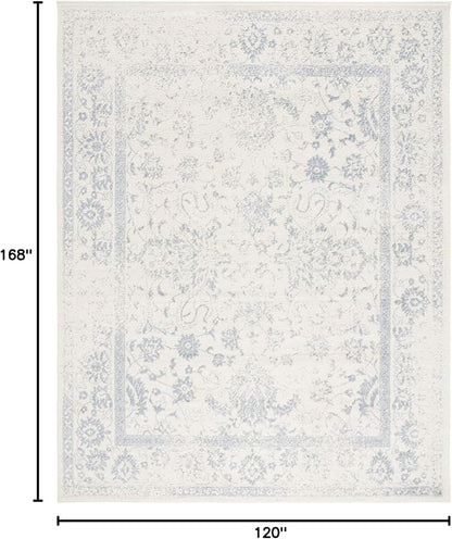 SAFAVIEH Area Rug 10x14 - Adirondack Collection - Large - Ivory & Slate, Distressed Vintage Floral Design, Non-Shedding & Easy to Clean, Ideal for Living Room, Bedroom, Dining Space (ADR109S)