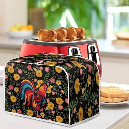 ZFRXIGN Sunflower Chicken Toaster Cover 2 Slice Wide Slot Toaster Rooster Cover Dust Cover with Top Handle Bread Maker Cover Small Kitchen Appliance Cover Home Decor
