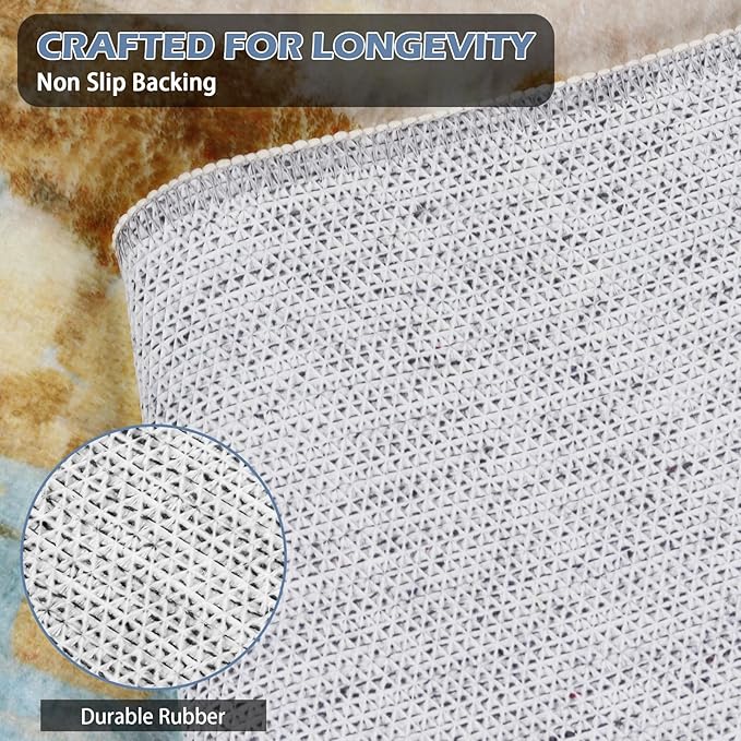 Runner Rug Washable 3x55 FT, Non Slip Rubber Backing Abstract Carpet, Soft Area Rugs for Bedroom Kitchen Hallway Entryway Bathroom, Customized