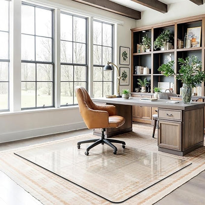 Office Chair Mat for Carpet & Hardwood, Upgraded 45" x 60" Tempered Glass Chair Mat for Office Home, with 4 Anti-Slip Pads