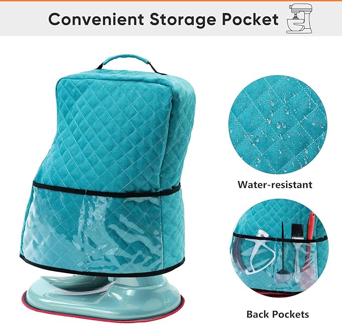 Stand Mixer Cover with Appliance Sliders Compatible with KitchenAd Mixer 6/7/8 Quart with Pockets for Kitchen Ad Accessories and Attachments