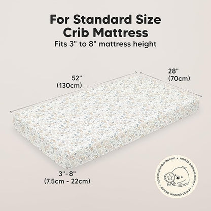 KeaBabies 2-Pack Baby Crib Sheets for Boys, Girls - 52x28 Viscose Derived from Bamboo Toddler Bed Sheets Neutral, Fitted Crib Mattress Cover for Standard Baby Bedding, Soft & Cozy (Prairie)