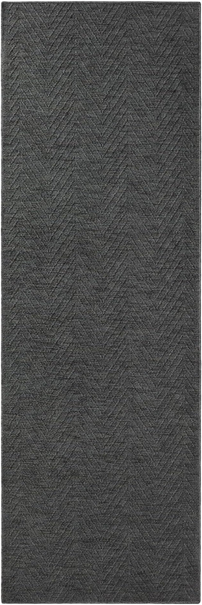 TOWN & COUNTRY BASICS Pax Herringbone Textured Solid Everwash® Washable Area Rug, Low Pile, Non-Slip Backing, Easy Clean Pet & Family Friendly Rug, Dark Grey, 2'5"x5'11"