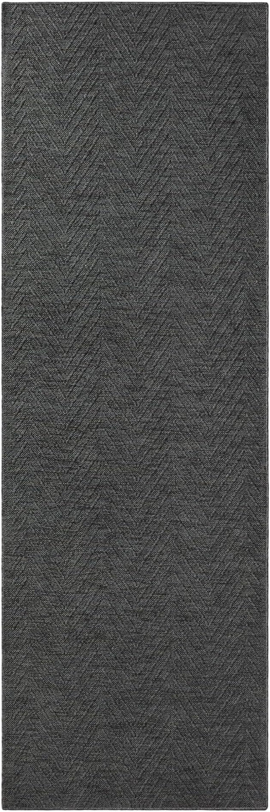 TOWN & COUNTRY BASICS Pax Herringbone Textured Solid Everwash® Washable Area Rug, Low Pile, Non-Slip Backing, Easy Clean Pet & Family Friendly Rug, Dark Grey, 2'5"x5'11"