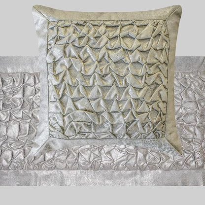 The HomeCentric King/Queen/Twin Silver Decorative Bed Runner Twin 53"x18" Bed Runner with One Pillow Cover, Foil, Knotted,Textured Bed Scarf on Jacquard Fabric - Polished Silver