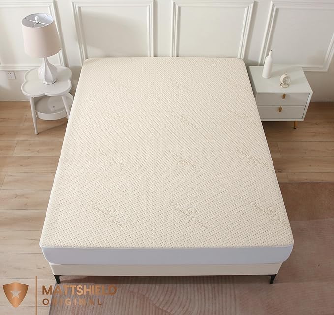 Luxury Waterproof Organic Mattress Protector Calif King - Organic Cotton Breathable Mattress Pad Cover - Premium 380 GSM Comfort - Deep Pocket - Jersey Cotton Skirt - Fitted Design