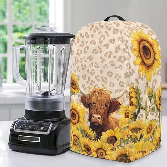 Leopard Cow Sunflower Blender Cover Stand Mixer Covers Anti Fingerprint Dust Covers Juicer Cover for Home Kitchen Universal Appliance