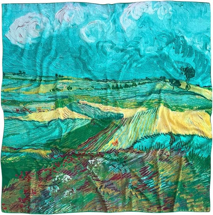Artist Oil Painting Wraps 51"x51" Cashmere-Soft Art Pashmina Luxury Rolled Hem Women Large Travel Blanket Shawl