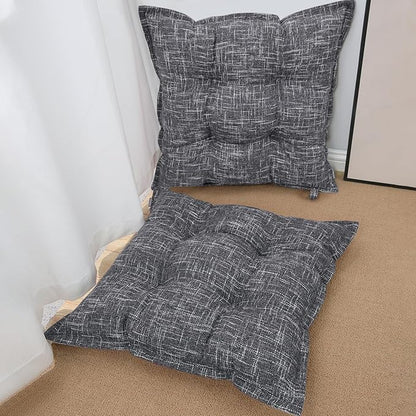 SINSOSSO Large Floor Pillows 22", Thickened Bite-Size Memory Foam Square Non-Slip Cushions for Office Back Support/Yoga/Chair Seat, Fashionable Color-Blocked Fabric & Washable, Light Gray, 2 PCS