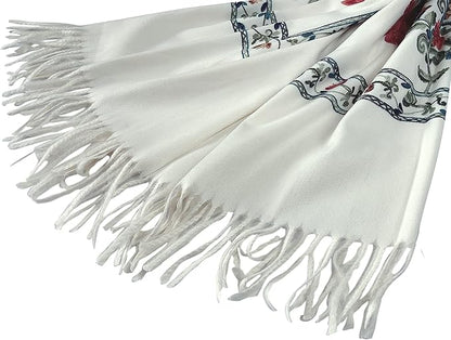 Urban CoCo Women's Embroidered Tassel Long Shawl Oversize Scarf Wraps for Women