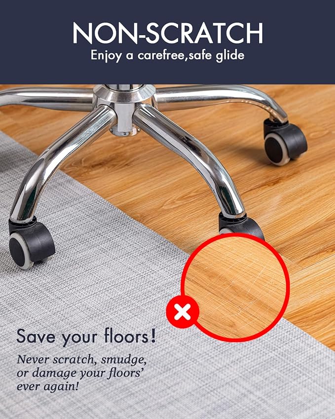 Office Chair Mat for Hardwood Floor Under Desk Computer Rolling Chair Mat for Wood/Tile Floor Non-Slip Heavy Duty Desk Rug PVC Plastic Hard Floor Protector 48" x 60" (Mist)